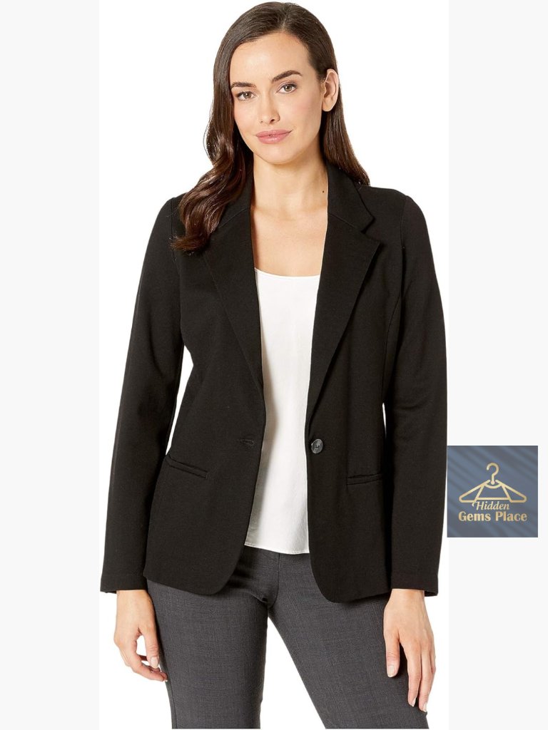 Fitted Knit Blazer Super Stretch Ponte Business Casual Work